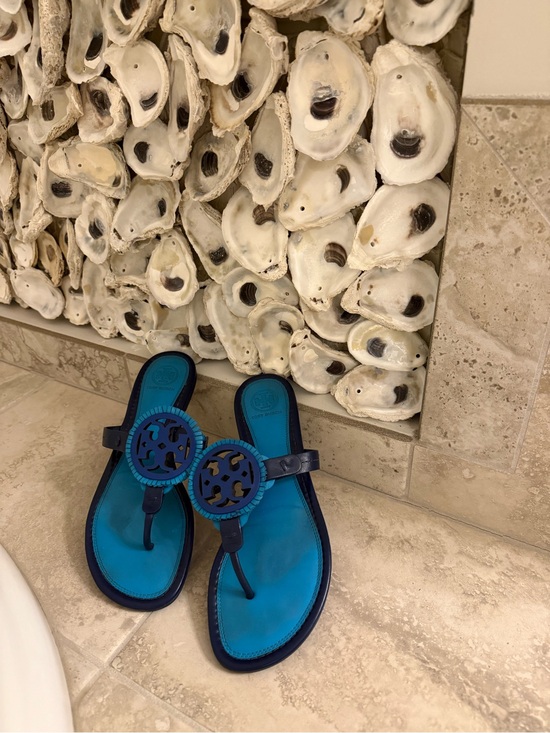 Tory Burch Shoes - Tory Burch Blue Teal Logo Miller Sandals